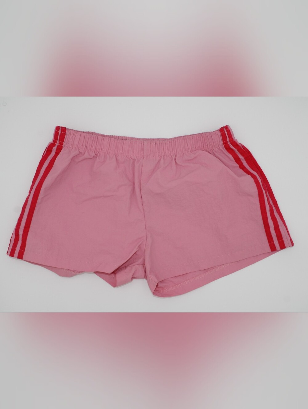 Pink Athletic Track Shorts with Hot Pink Stripes – Large